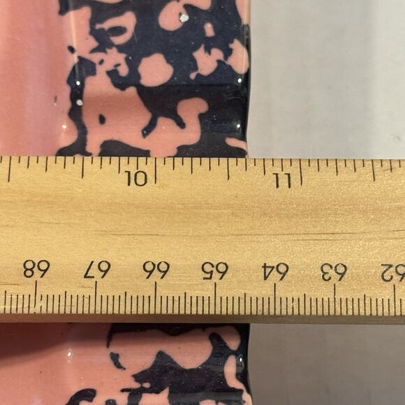 VTG Mid-Century Modern Pink & Black Splatter Ceramic Ashtray Retro Rectangular - Picture 5 of 7